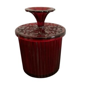 PartyLite Ruby Red Glass Empty Jar with Decorative Lid